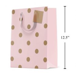 SAC CADEAU MOYEN - ROSE AUX CERCLES OR MAT